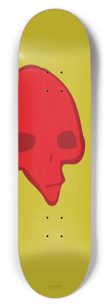Punk Skull 02, Red on Green 8-1/2 Skateboard Deck