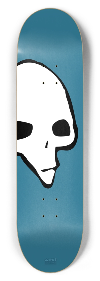 Punk Skull 03, White on Blue 8-1/2 Skateboard Deck