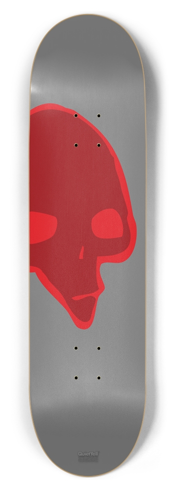Punk Skull 05, Red on Gray 8-1/2 Skateboard Deck
