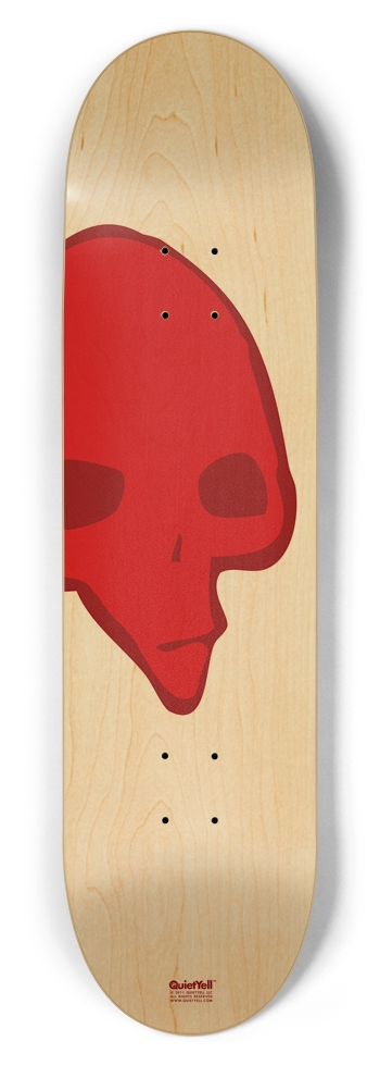Punk Skull 08, Red on Natural 8-1/2 Skateboard Deck