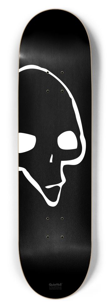 Punk Skull 06, White on Black 8-1/2 Skateboard Deck