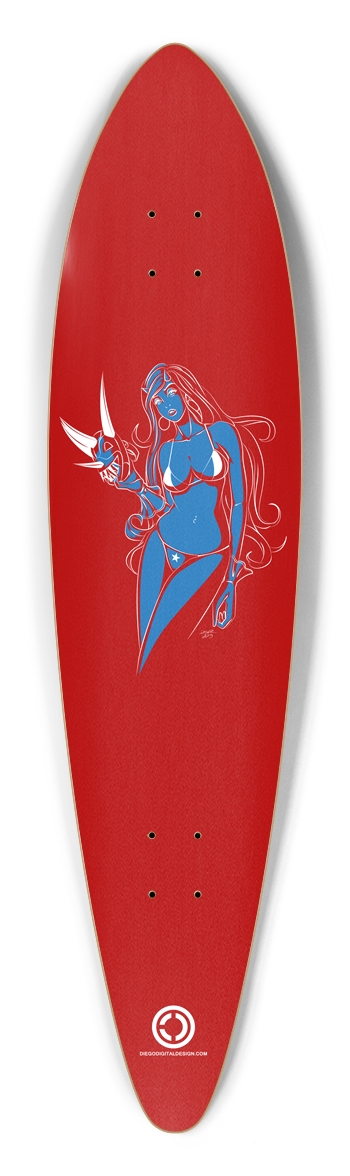 Unmasked Bikini Babe Pintail Longboard