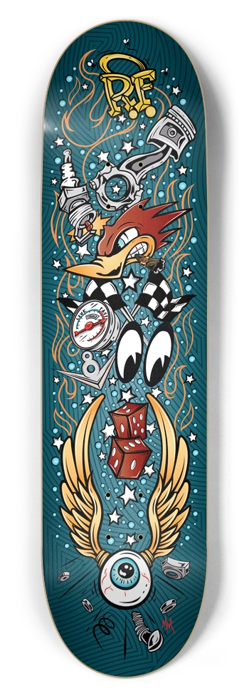 Supercharger Heaven (Hot Rod Blue Colorway) 8-1/2 Skateboard Deck