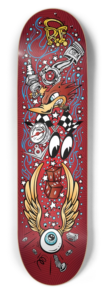 Supercharger Heaven - Candy Apple Red 8-1/2 Skateboard Deck