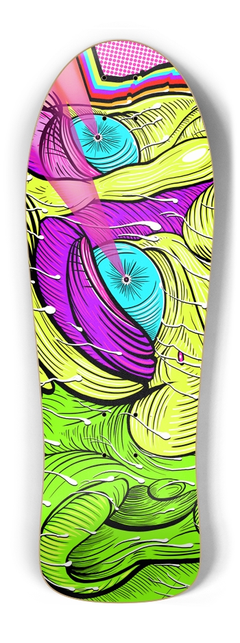 Laser Eyes Fishtail Skateboard Old School Shape