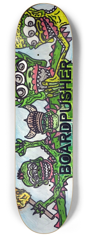 Levi Huffman 3-Eye Green Guy Viking Party 8-1/4 Skateboard Deck