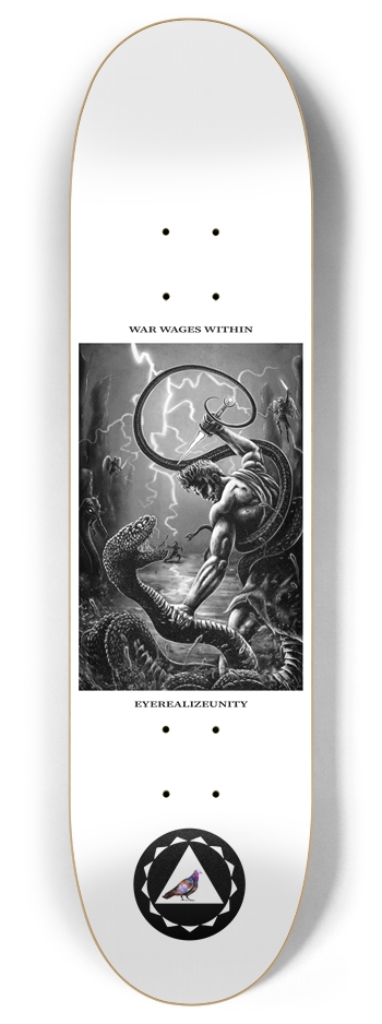 War Wages Within (white) 8 Inch Skateboard Deck