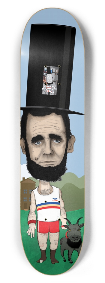 Robot Controlled Robot Abe Lincoln 7-3/4 Skateboard Deck