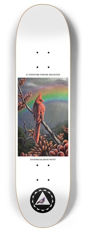 A Visitor From Heaven (white) 8 Inch Skateboard Deck