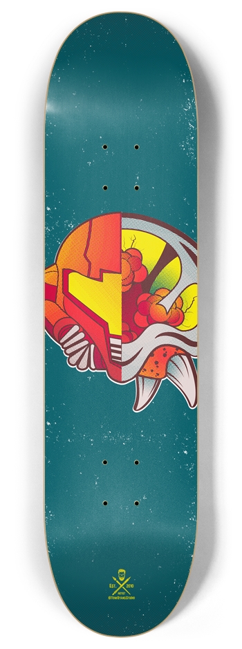 Half n Half Metroid / Samus 8 Inch Skateboard Deck