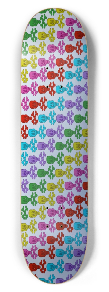 Rainbow Skull Grid Skateboard 7-3/4 Skateboard Deck