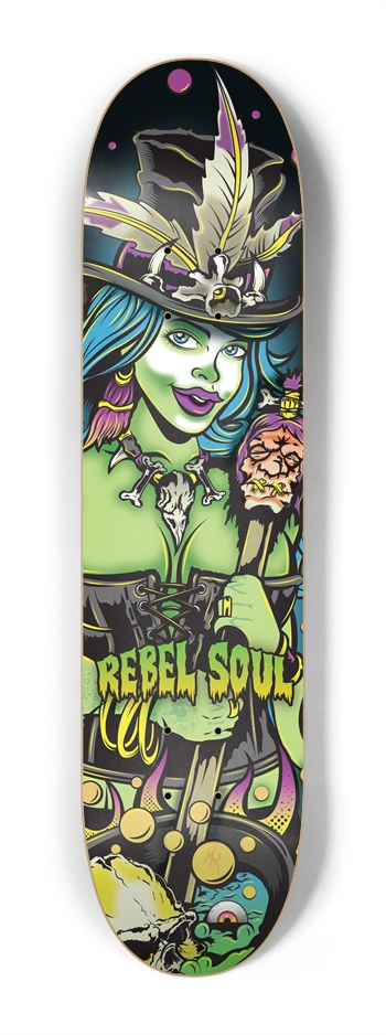 Voodoo Queen (Toxic Green Colorway) 7-1/4 Mini/Kid Skateboard