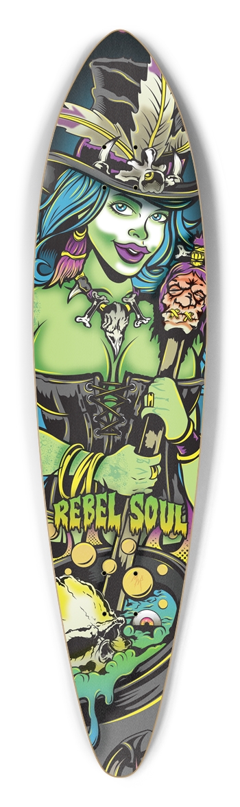 Voodoo Queen (Toxic Green Colorway) Longboard Pintail Longboard