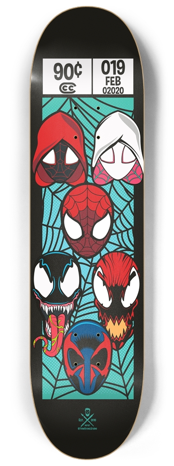 Web Heads 8 1/4 8-1/4 Skateboard Deck