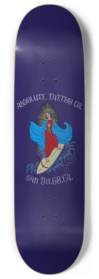 Absolute Tattoo Dark Blue 9.0 9 Inch Skateboard