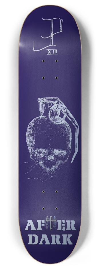 Skull Grenade Dark Blue Silver 8.0 8 Inch Skateboard Deck