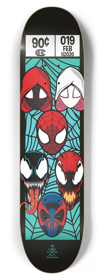 Spidey Heads 7 7/8 7-7/8 Skateboard Deck