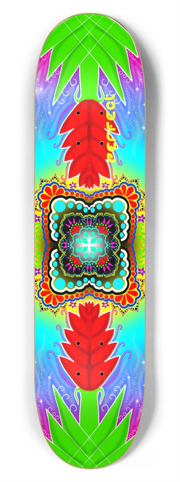 Red Yucca Mandala 7-3/4 Skateboard Deck