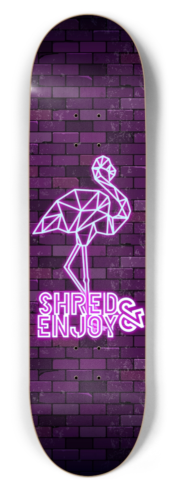 Shred & Enjoy - Neon Flamingo - 8.5 8-1/2 Skateboard Deck