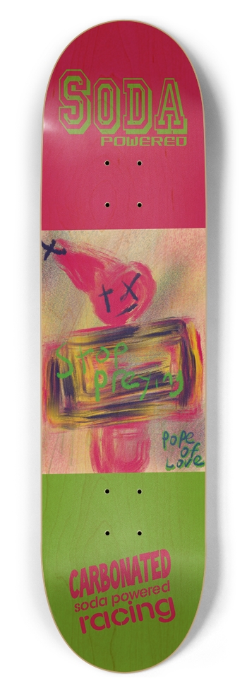 Stop Preying Pope Of Love 8.5 Color on NATURAL 8-1/2 Skateboard Deck