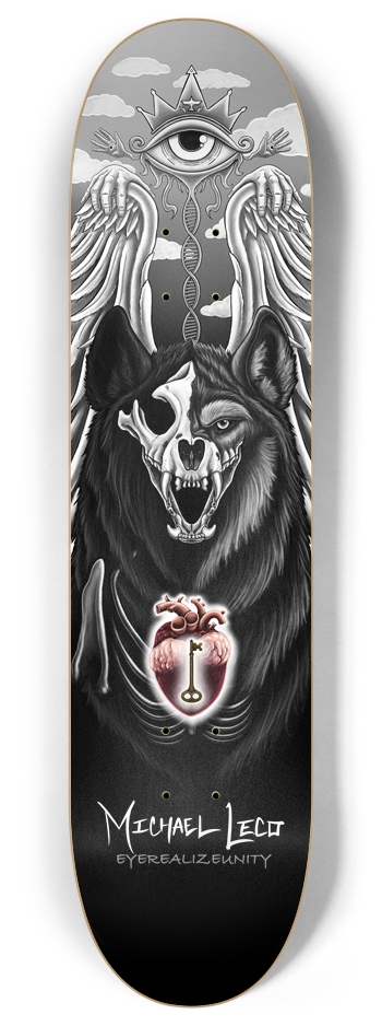 Heart is Key (wolf) 8 Inch Skateboard Deck