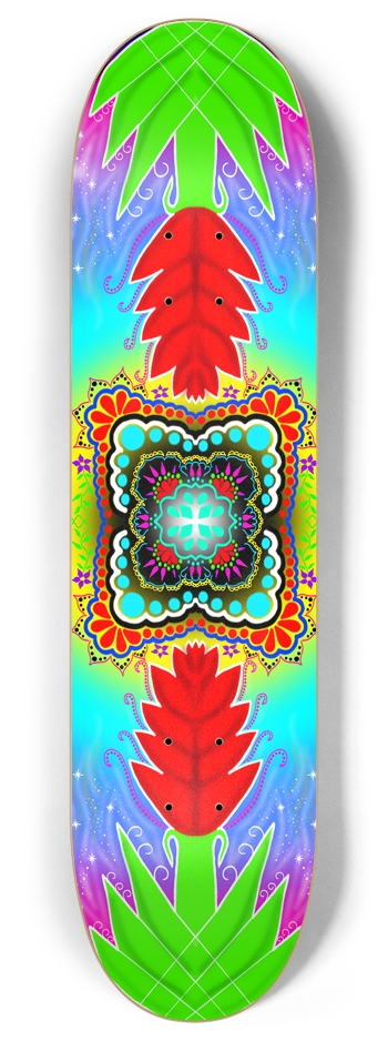 Red yucca mandala/size 8 8 Inch Skateboard Deck