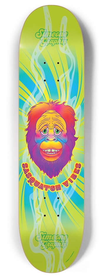 Sasquatch Vibes Chill Green Custom Skateboard 8 Inch Skateboard Deck