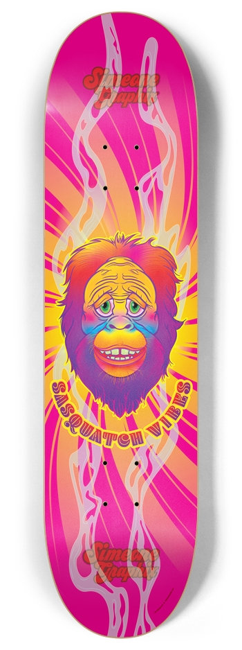 Sasquatch Vibes Trippy Magenta Skateboard 8 Inch Skateboard Deck