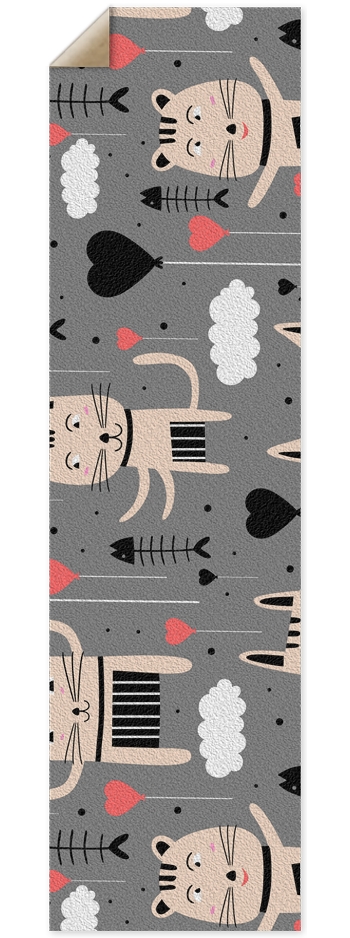 cats eat fish hearts 9 x 33 Inch Griptape