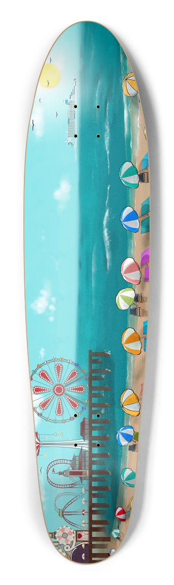 Boardwalk Beach Scene Longboard Shape