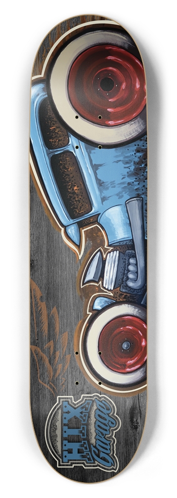 Hixgarage blue sedan 01 8-1/2 Skateboard Deck