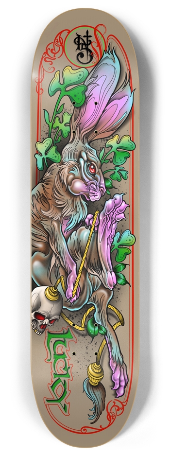 Lucky Bunny rabbit hare 8 Inch Skateboard Deck