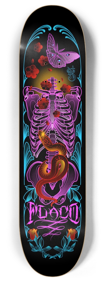 FLACO skeleton grunge tattoo 8 Inch Skateboard Deck