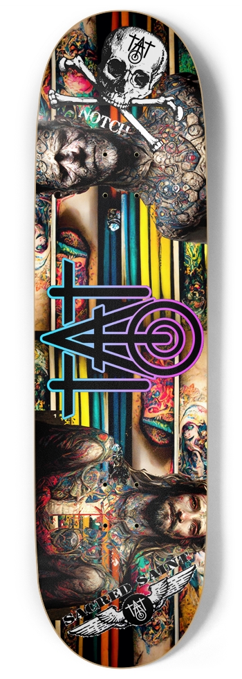 Sacred Saint & Brandon Notch Tattoo Logo Custom Sk 9 Inch Skateboard