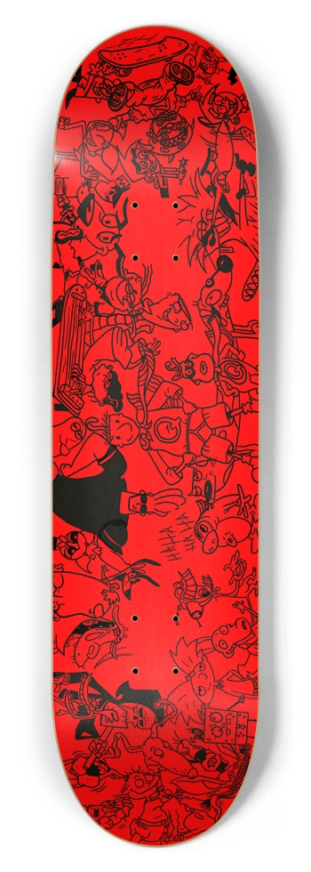 8-1/2" Classroom Doodle Deck (Pizza for Lunch Red) 8-1/2 Skateboard Deck
