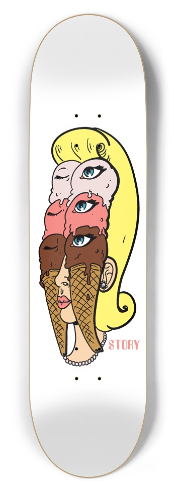 "Three Scoops" Natural 8-1/2 Skateboard Deck