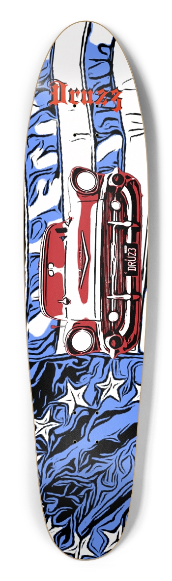 blue red Longboard Shape