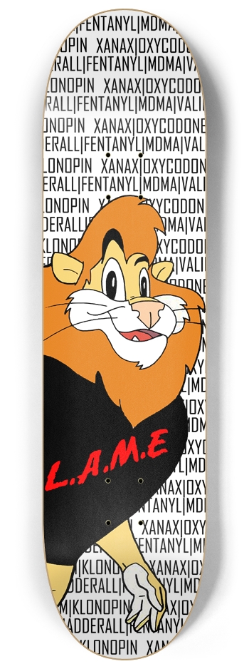 D.A.R.E - LAME BOARD (DRUG LIST) 8-1/4 Skateboard Deck