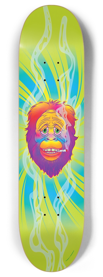 Psychedelic Sasquatch Green Custom Skateboard 8 Inch Skateboard Deck