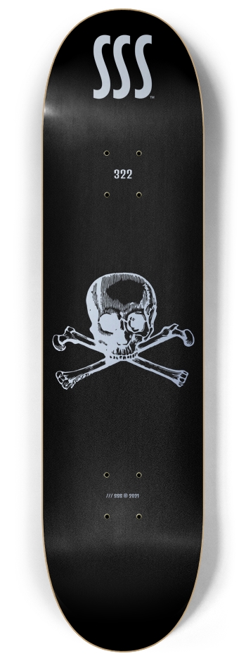 SSS SKULL N BONES 02 /// FOIL SILVER 8-1/4 Skateboard Deck