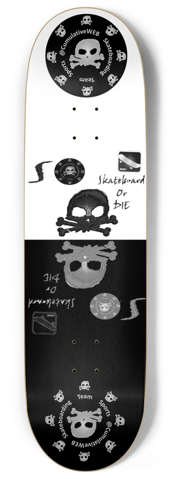 Skateboard or Die (Half Pipe Ramp READY)  9 Inch Skateboard