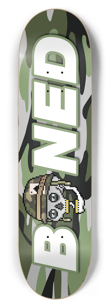 Totally Boned Green Camouflage - Grunt 8-1/2 Skateboard Deck