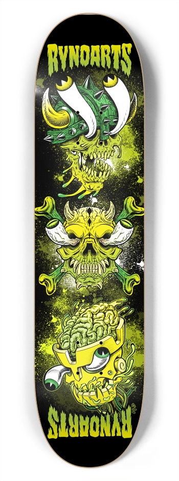 RynoArts three Skulls 7-3/4 Skateboard Deck
