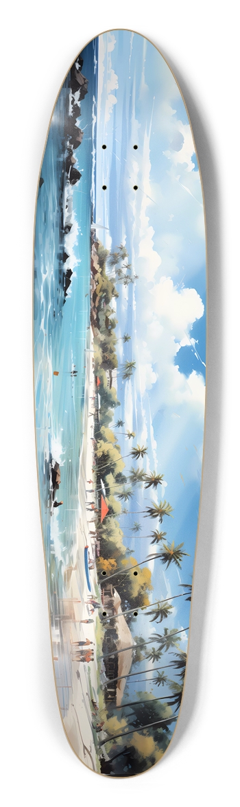 Watercolor Tropical Beach Longboard Longboard Shape