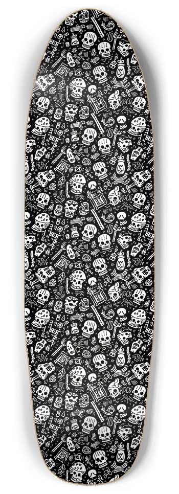 B&W Boneyard Pattern Skateboard Punk Nose Pool Shape