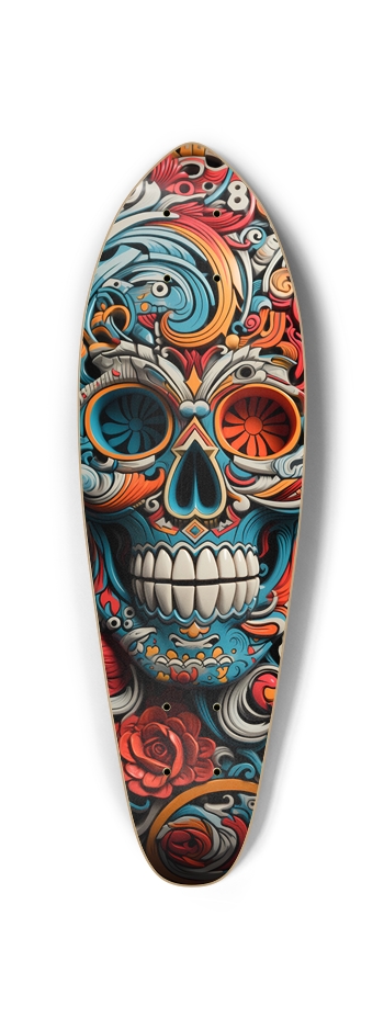 Ornate Skull 3 Skateboard Mini Cruiser