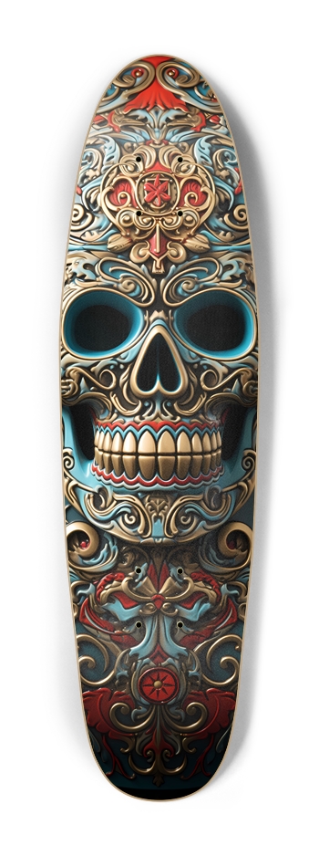 Ornate Skull 2 Skateboard Cruiser Shape