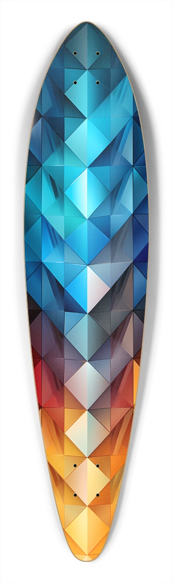 Rainbow Diamond Pattern Longboard Pintail Longboard