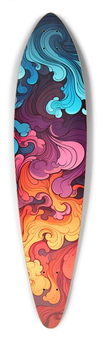 Rainbow Smoke Pattern Longboard Pintail Longboard