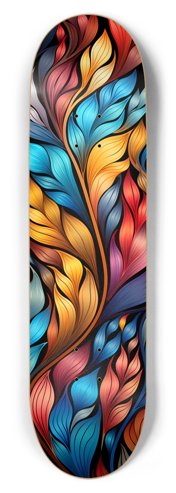 Rainbow Leaf Pattern Skateboard 8-1/2 Skateboard Deck